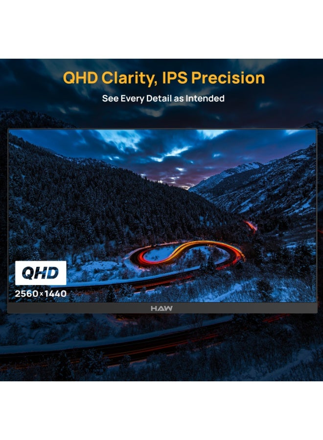 HAW Q27IPY 27-Inch QHD Gaming Monitor, 2560×1440 IPS Display, 144Hz Refresh Rate, 0.5ms MPRT, HDMI 2.1 Supported, FreeSync & G-Sync Compatible, Built-in Speakers, Flat Screen, PC & Console Ready – Black - Image 4
